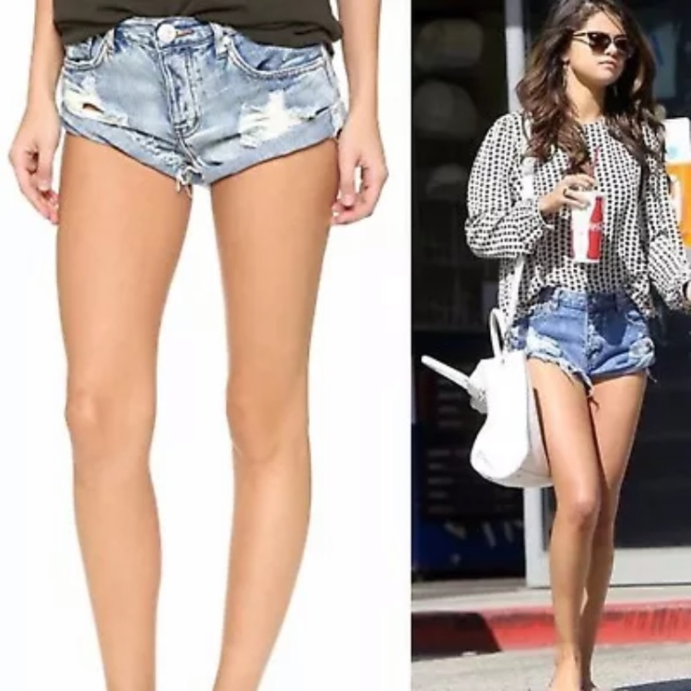 ONE TEASPOON Bandits distressed jean denim shorts